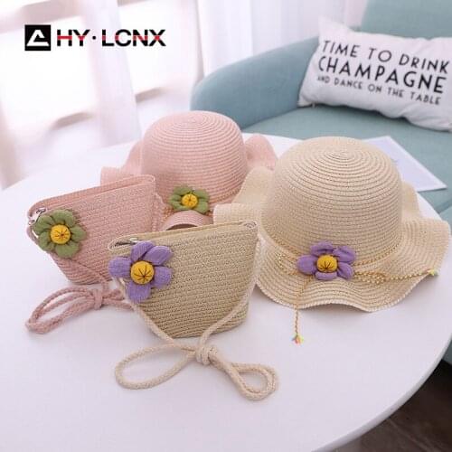 New Summer Children Big Brim Beach Straw Hat Girl Flower Decoration Cute Big Brim Sun Hat Boy Outdoor Fashion Breathable Hat