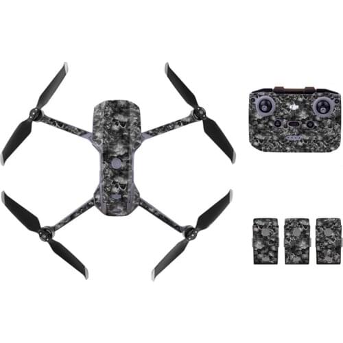 Cool Skull Style Decal Skin Sticker For DJI Mavic Air 2 Drone + Remote Controller + 3 Batteries Protection Film Cover