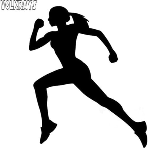 Volkrays Fashion Car Sticker Runner Sport Fitness Silhouette Accessories Reflective Sunscreen Waterproof Vinyl Decal,12cm*10cm