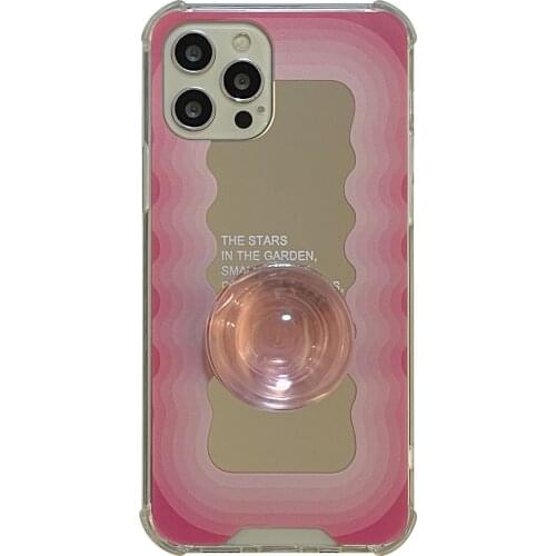 Pink Wave Back Mirror Candy Knot Stand Case for iPhone 12 Pro Max Back Phone Cover for 12 11 Pro Max X XS XR 8 7 Plus SE 2020