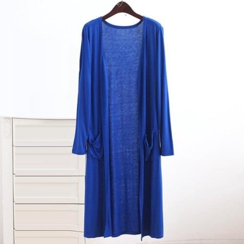 Women Casual Thin Coats Summer Autumn Women Modal Long Cardigan Ladies Solid Color Shawl Female Cotton Cardigans