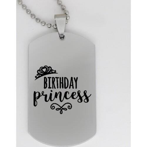 Ufine jewelry birthday gift for girls crown pendant army card birthday princess stainless steel customed necklace N4109