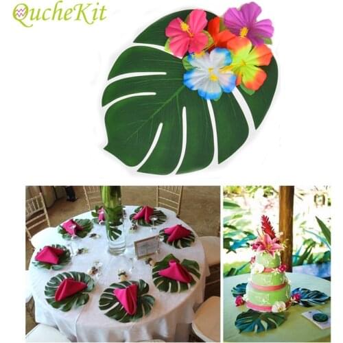12pcs/set Simulation Leaves Palm Leaf Dining Table Mat Non-slip Pad Waterproof Drinks Coffee Coaster Place Mat For Party Decor