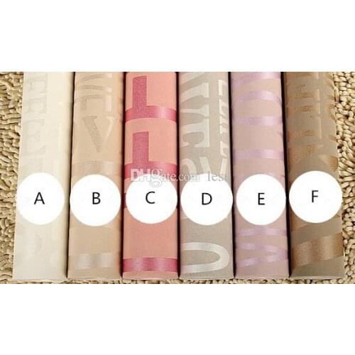 4 pcs wall paper 10 meter 6 color European Contemporary Art Deco Flocking Letter Wallpaper 0.53*10m sizeRoll For TV Sofa Back