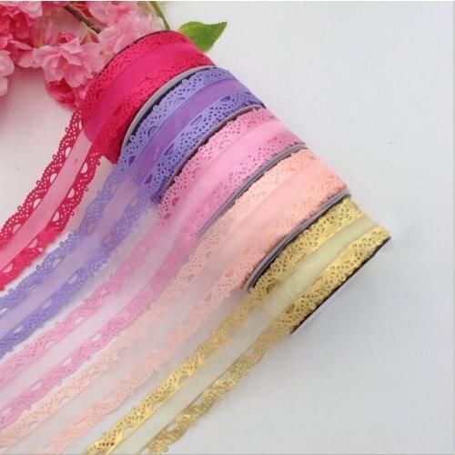5yards/lot 38mm Hollow Crown Embossing Organza Ribbon DIY Hairbow Bouquet Gift Cake Packing Clothing Accessories Lace Ribbons