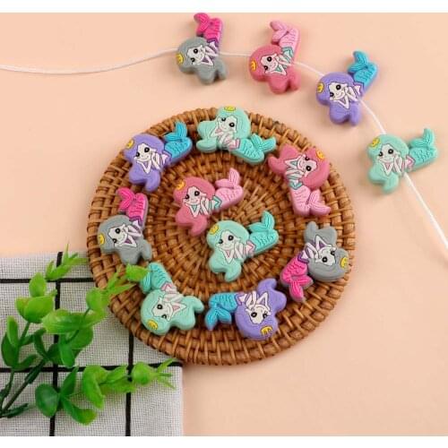 Kovict 50/100/200pcs lot Cartoon Mini Mermaid Silicone Beads Baby Dummy Cartoon Pacifier Toy Accessories