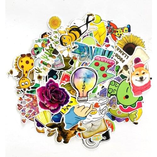 70Pcs Cartoon Small Fresh waterproof Stickers DIY Guitar Waterproof Decal Laptop Motorcycle Luggage Snowboard Car Sticker