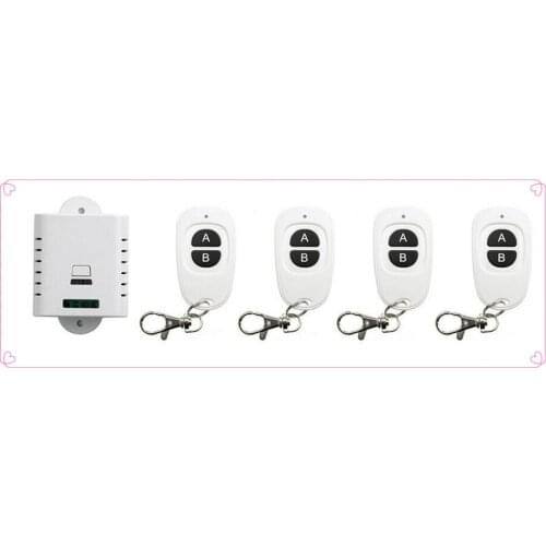 85V 110V 120V 220V 250V 1CH 10A RF Wireless Switch Relay Receiver Remote Controllers & 4* White AB keys Waterproof Transmitter