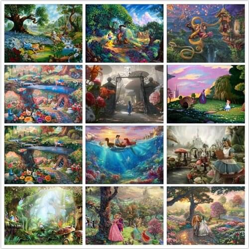 5D DIY Diamond Painting Disney Princess Alice In Wonderland Mermaid Diamond Mosaic Embroidery Cross Stitch Kits Home Decor Gift