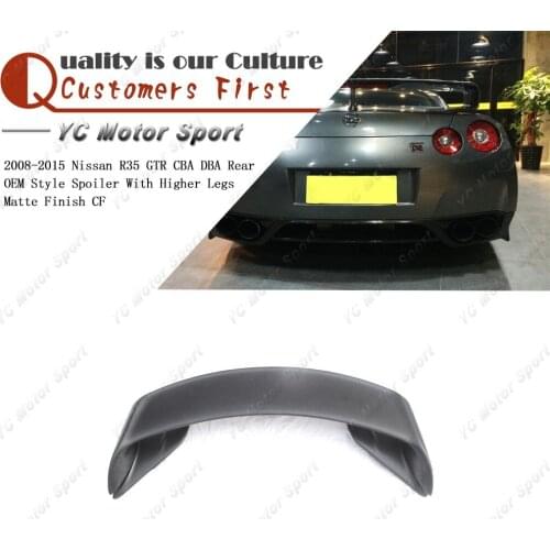 Car Accessories Matte Finish Carbon Fiber OEM Style Spoiler with Higher Legs Fit For 2008-2015 R35 GTR CBA DBA Rear Trunk Wing