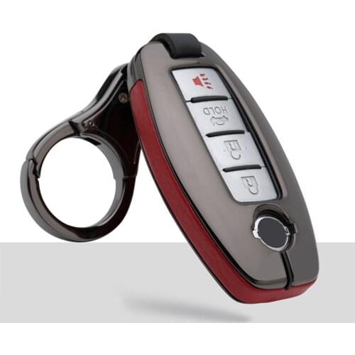 Zinc Alloy Leather Car Remote Key Case Cover Holder Skin Keychain For Nissan Rouge Maxima Altima Sentra Murano Car Accessories