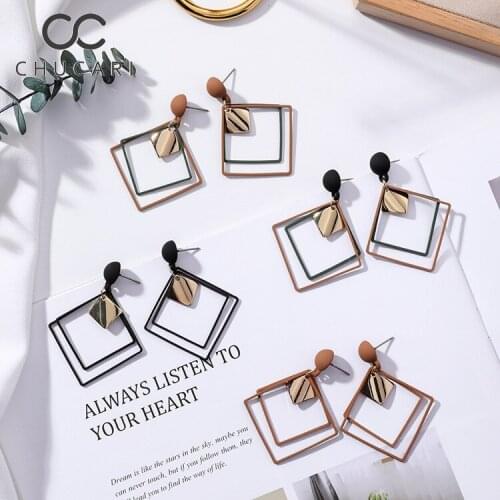 CHUCARI Fashion Jewelry Temperament Long Matte Pendant Korean Wild Sequins Geometric Earring Female Elegant Statement Earrings