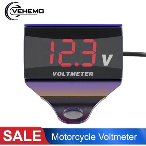Vehemo 10V-150V Motorcycle LED Digital Display Voltmeter Car Motorcycle Voltage Volt Gauge Panel Meter With Bracket