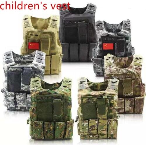 Kids Outdoor Camping CS Combat Tactical Vest Children Hunting Shooting Military Training Camouflage Waistcoat Body Protect Gear
