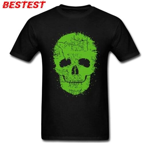 Acid Skull Tshirt Man Toxic Green Top T-shirts Fitted Short Sleeve 100% Cotton Round Neck Boy T Shirt Summer/Fall Hip Hop Tees