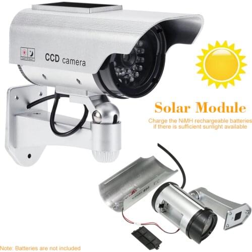 Simulation Fake Camera Solar Power Dummy Camera Waterproof Outdoor Security CCTV Surveillance Dummy Camera Bullet With LED Light