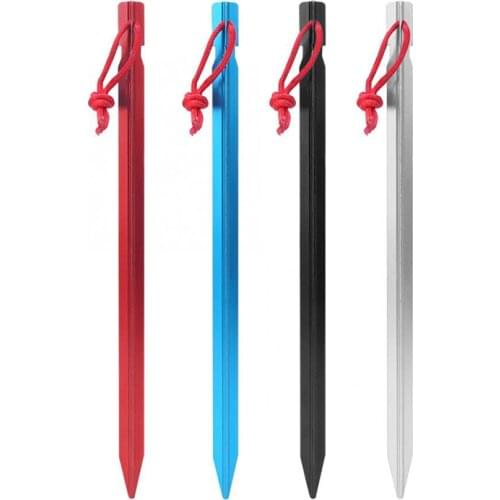 4pcs Tent Pegs 23cm Aluminum Tent Stake with Rope Outdoor Tent Nail Peg Tent Accessories Equipment