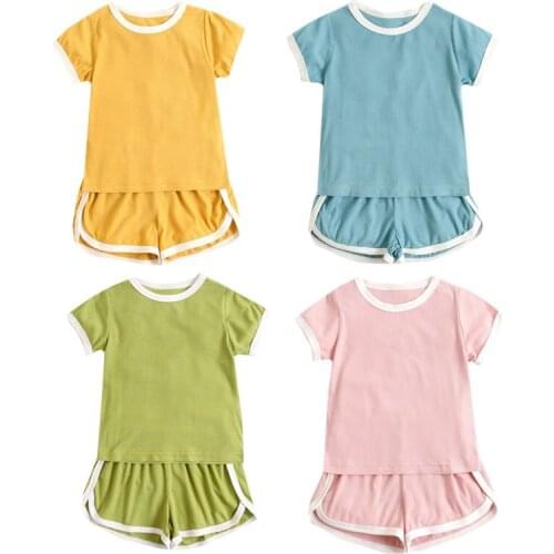 Infant Baby Boys Girls Clothing Suit Summer Baby Boys Girls Clothes Set Cotton T-shirt+Shorts Newborn Baby Clothes