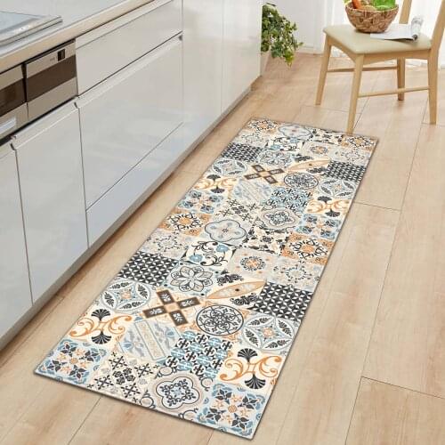 Morocco Pattern Kitchen Floor Mats Rugs Boho Entrance Door Mat Decor Flannel Anti-Slip Kitchen Rug Hallway Carpet Home Decor