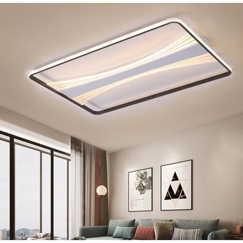 Luminaire Square Rectangle Ceiling Light LED Black&White Modern Plafond Fixture Living Room Lamp Dining Room Bedroom Minimalist