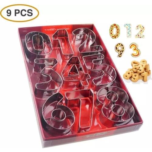 Hot 9 Pcs Numbers Cookie Cutter Biscuit Fondant Pastry Bread Cutter Stainless Steel Cookie Tools Cutter Mould Biscuit Press New