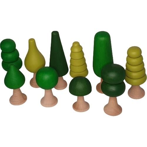 Wooden Tree Set 10'lu Green
