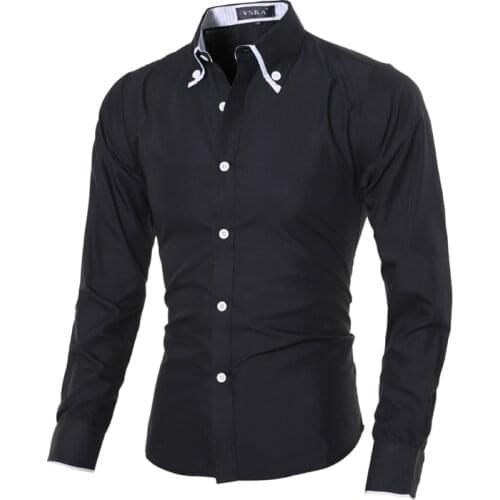 New 2018 Mens brand Shirt Long-sleeve Shirt Casual Shirts Fashion Mens Clothing Camisa Masculina Solid color Dress Shirt XXL Y