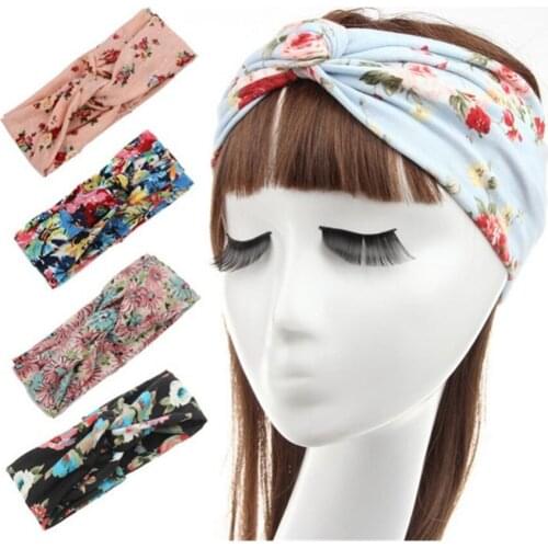 2021 New fabric floral colorful cute bunny ear bow twist turban headwrap headband