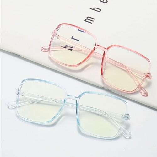 Anti-Blue Light Glasses Women Men Vintage Square Big Frame Eye Protection Ultra Light Jelly Color Eyeglasses