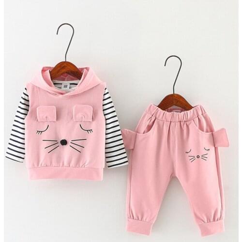 3pcs Girls autumn clothing set 2018 new Baby cartoon sport suits Striped Kids boys clothes sets children outfit Cotton Tracksuit