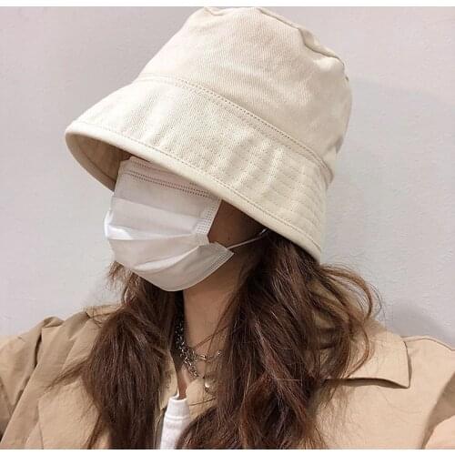Korea Fashion Simple Design Bucket Hat For Women Summer Solid Color Big Brim Fisherman Hat Unisex Sun Protection Panama Hat 2021