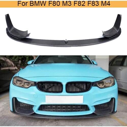 Carbon Fiber Car Front Bumper Lip Spoiler With Splitters for BMW 4 Series F80 M3 F82 F83 M4 Bumper 14-17 Black FRP