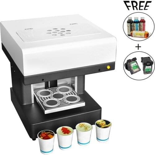 Coffee Printer 4 Cups Inkjet Printer Selfie 3d Coffee Printing Machine for Cappuccino Chocolate Tea Biscuits Cake Macaron
