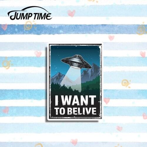 Jump Time 13cm x9.2cm Alien UFO Vinyl Stickers Aliens Space Sticker Laptop Luggage Car Sticker Decal Truck Motor Decor Graphics