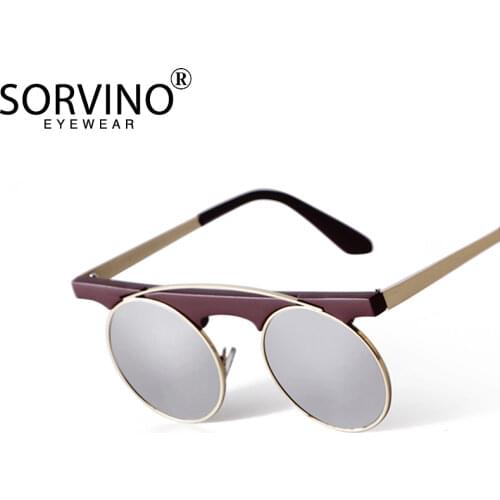 Retro Small Round Frame Women Sunglasses Fashion New Funny Hip Hop Brown Mirror One Piece Metal Frame Ladies Ant Glasses