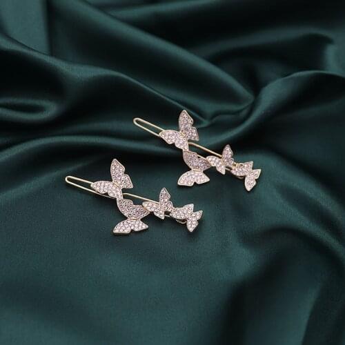 Christmas Jewelry Hairpin Gold Barette Cheveux Crystal Butterfly Hair Clip Wedding Hair Accessories For Women