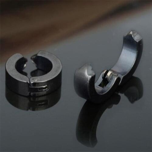 1pc Women Men Punk Ear Clip Titanium Steel Non Piercing Earrings Fake Earrings Circle Round Earring Fashion Jewelry Rock Earclip