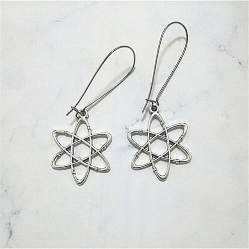 Atomic Earrings, Antique Silver Color Kidney Wires, 3D Graduation Jewelry, Creative Graduation Gift, Sicence Lover Gift
