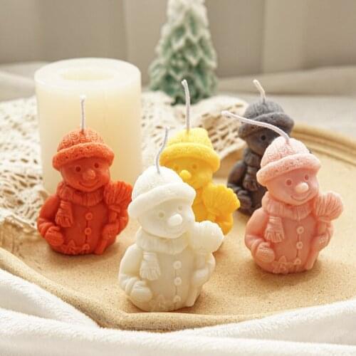 DIY Christmas Snowman candle Silicone mould 3D Lovely Snowman candle silicone mold cake mold Snowman gypsum resin mold