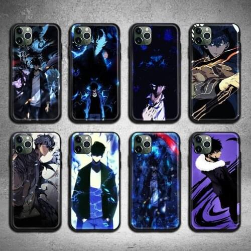 Solo leveling Cool Black Sung Jin-Woo Phone Case For iphone 12 11 Pro Max Mini XS Max 8 7 6 6S Plus X 5S SE 2020 XR cover