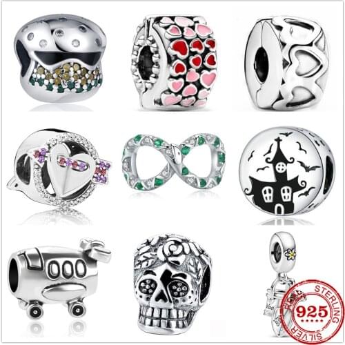 Fit Pandora 925 Original Charms Bracelet Sterling Charm Band of Hearts Watering Can Trowel Dangle Charm Beads DIY women Jewelry