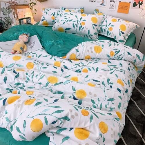 Modern Nordic Style Bedding Set Floral Leaf Printed Bed Linen Set Twin Full Queen King Duvet Cover Flat Bedsheet with Pillowcase