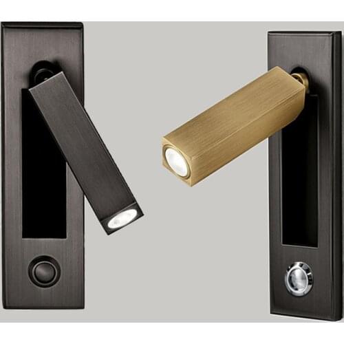 LED Nordic Alloy Adjustable LED Wall lamp Wall Light wireless wall lamp Bedside lamp with Switch For Bedroom Corridor