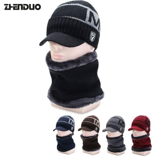 Cycling Caps Winter Mens Hat Outdoor Versatile Casual Knit Hat With Velvet And Thick Warm Protective Wool Cap