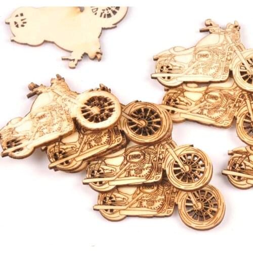 Vintage Motorbike Wooden Crafts Scrapbook DIY For Wood Slices Decoration Ornaments Home Handmade Accessories 10pcs 33x48mm m1787