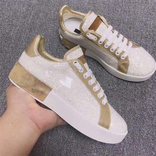 Vrouwen Snealers Echt Leer Wit Trainers Sneakres Fashion Patchwork Vrouwen Casual Flats Футболка 2020 Женская Flats Schoenen 41