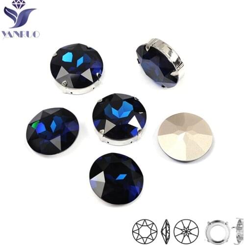 YANRUO 1201 Rivoli 27mm Large Montana Rhinestones Chains On Clothes Sewing Round Glass Stones Eerything For Sewing Dresses