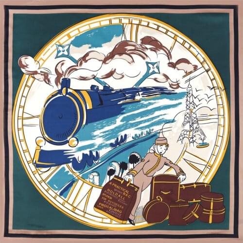 Women Silk Neck Hair Scarf Designer cute cat Print Lady Square Foulard Headband Accessories Hand Neckerchief Scarves FJ302