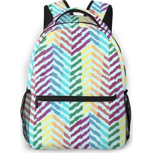 OLN Women Backpack Kids School Bag for Teenage Girls Rainbow Waves Pattern Female Laptop Notebook Bagpack Travel Back Pack 2021