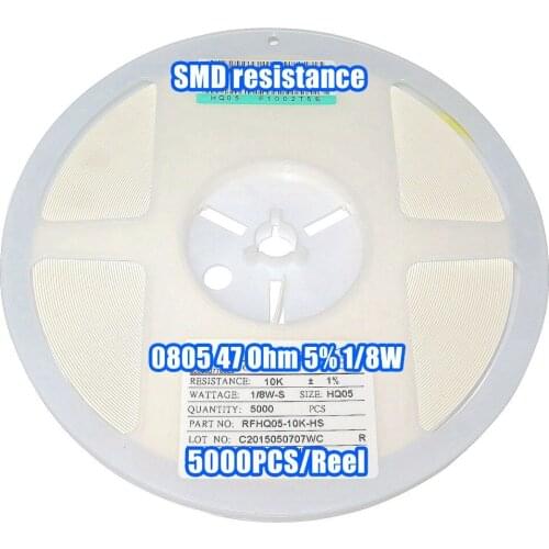 1 Reel 0805 47R 47 Ohm 5% 1/8W SMD Resistance 5000PCS/Reel
